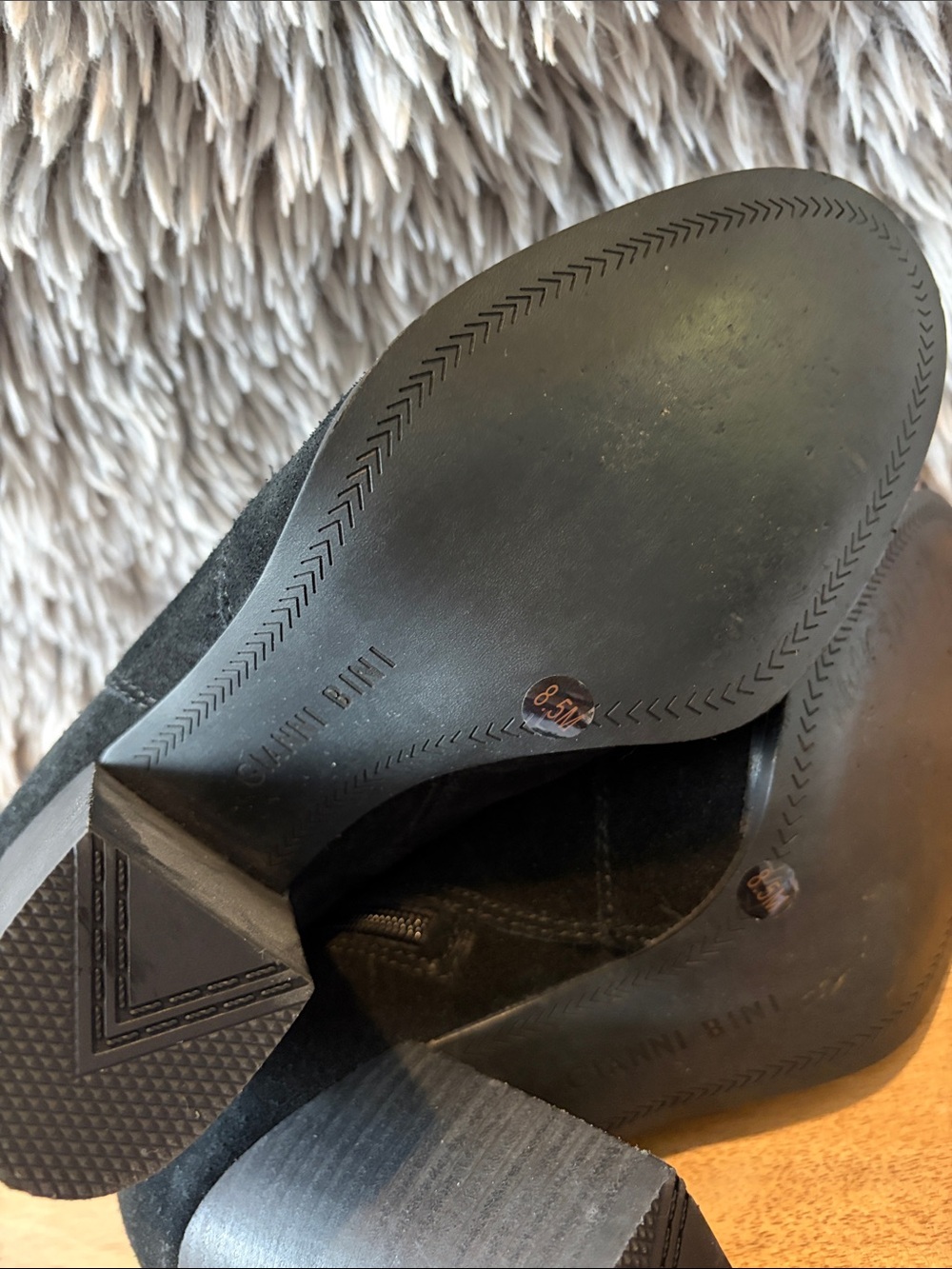 Gianni Bini Black Suede Buckle Block Heel Ankle Booties
